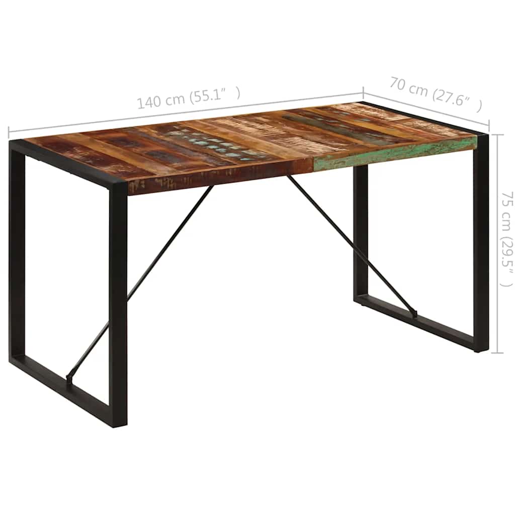 vidaXL Τραπεζαρία 140 x 70 x 75 εκ. από Μασίφ Ανακυκλωμένο Ξύλο