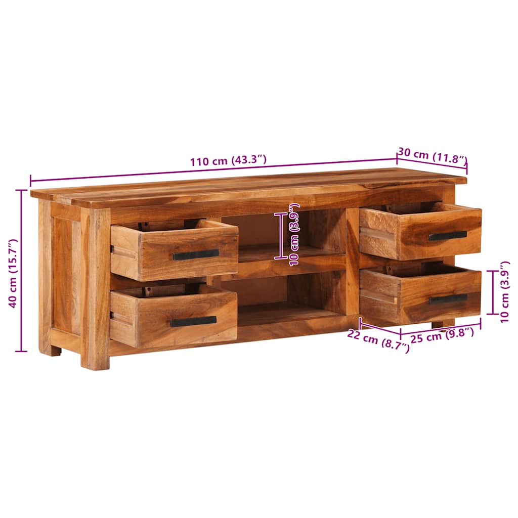 vidaXL Έπιπλο Τηλεόρασης 110 x 30 x 40 εκ. από Μασίφ Ξύλο