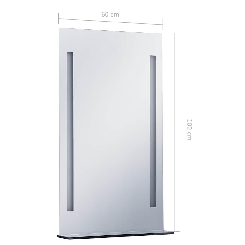 vidaXL Καθρέφτης Μπάνιου Τοίχου με LED και Ράφι 60 x 100 εκ.