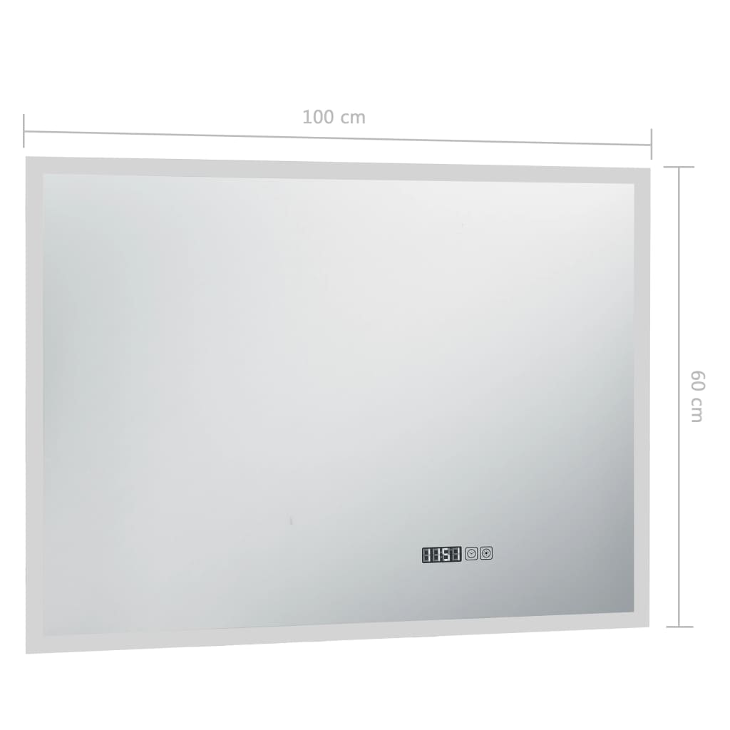 vidaXL Καθρέφτης Μπάνιου με LED/Αισθητήρα Αφής και Οθόνη Ώρας 100x60εκ