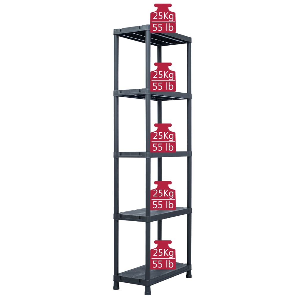 vidaXL Ραφιέρα Μαύρη 125 κ. 60 x 30 x 180 εκ. Πλαστική