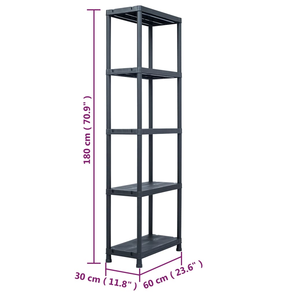 vidaXL Ραφιέρα Μαύρη 125 κ. 60 x 30 x 180 εκ. Πλαστική