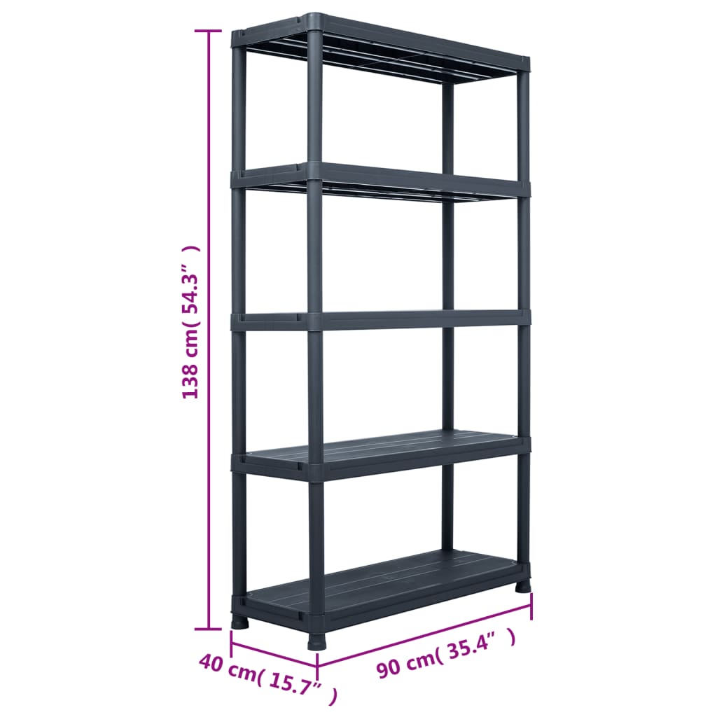 vidaXL Ραφιέρα Μαύρη 220 κ. 90 x 40 x 138 εκ. Πλαστική