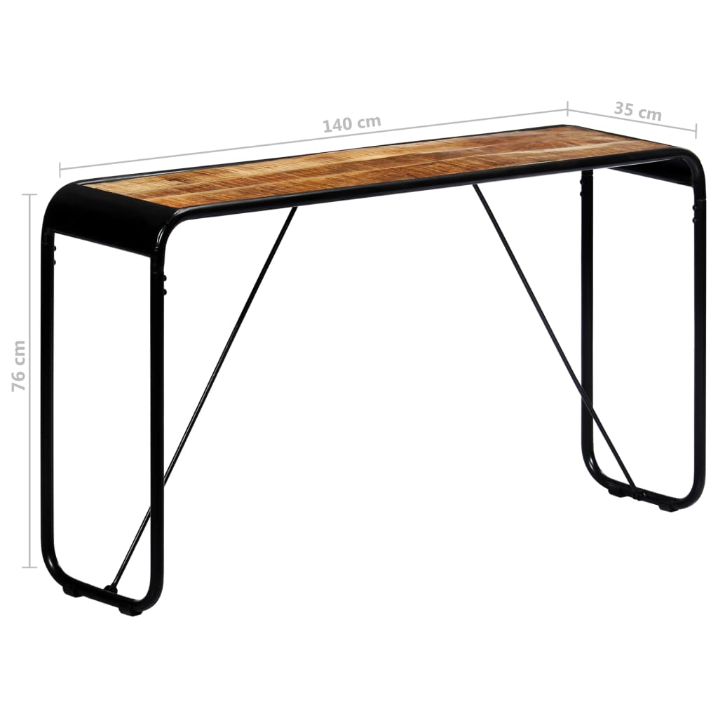 vidaXL Τραπέζι Κονσόλα 140x35x76 εκ. από Μασίφ Ακατέργαστο Ξύλο Μάνγκο