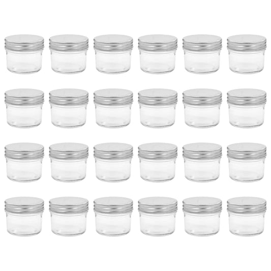 vidaXL Βάζα Μαρμελάδας 24 τεμ. 110 ml Γυάλινα με Ασημένια Καπάκια