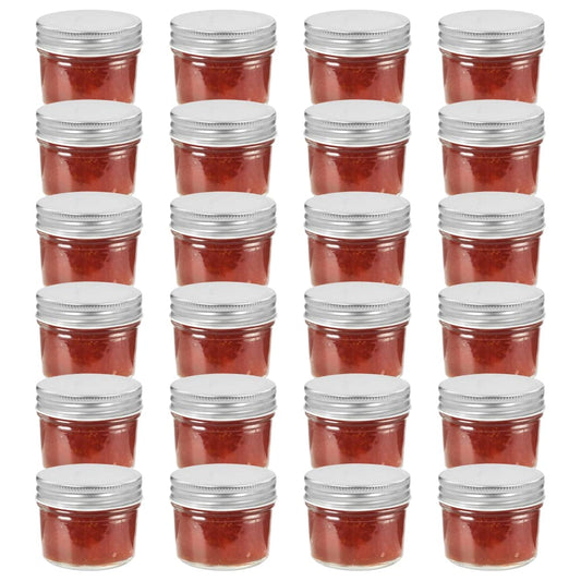 vidaXL Βάζα Μαρμελάδας 24 τεμ. 110 ml Γυάλινα με Ασημένια Καπάκια