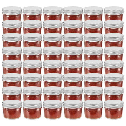 vidaXL Βάζα Μαρμελάδας 48 τεμ. 110 ml Γυάλινα με Ασημένια Καπάκια