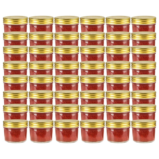 vidaXL Βάζα Μαρμελάδας 48 τεμ. 110 ml Γυάλινα με Χρυσά Καπάκια