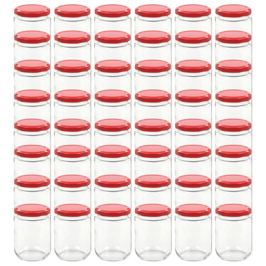 vidaXL Βάζα Μαρμελάδας 48 τεμ. 230 ml Γυάλινα με Κόκκινα Καπάκια