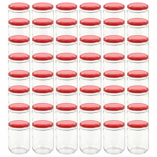 vidaXL Βάζα Μαρμελάδας 48 τεμ. 230 ml Γυάλινα με Κόκκινα Καπάκια