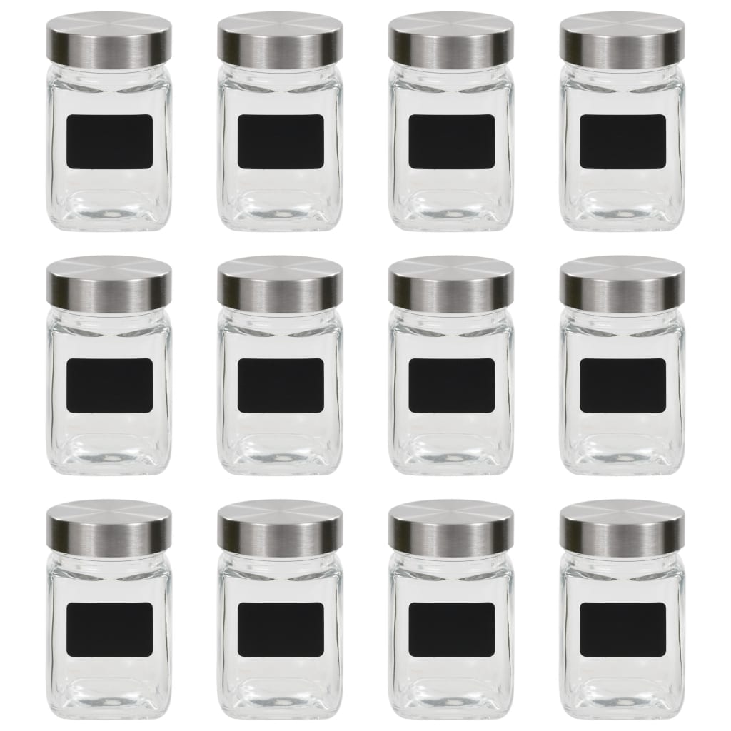 vidaXL Βάζα Αποθήκευσης 12 τεμ. 300 ml με Αυτοκόλλητο