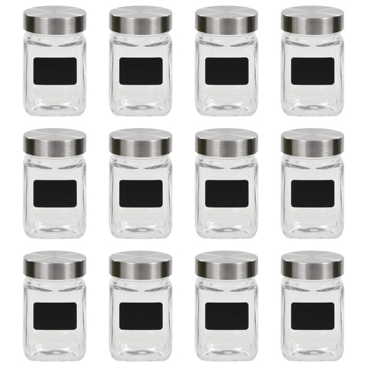 vidaXL Βάζα Αποθήκευσης 12 τεμ. 300 ml με Αυτοκόλλητο
