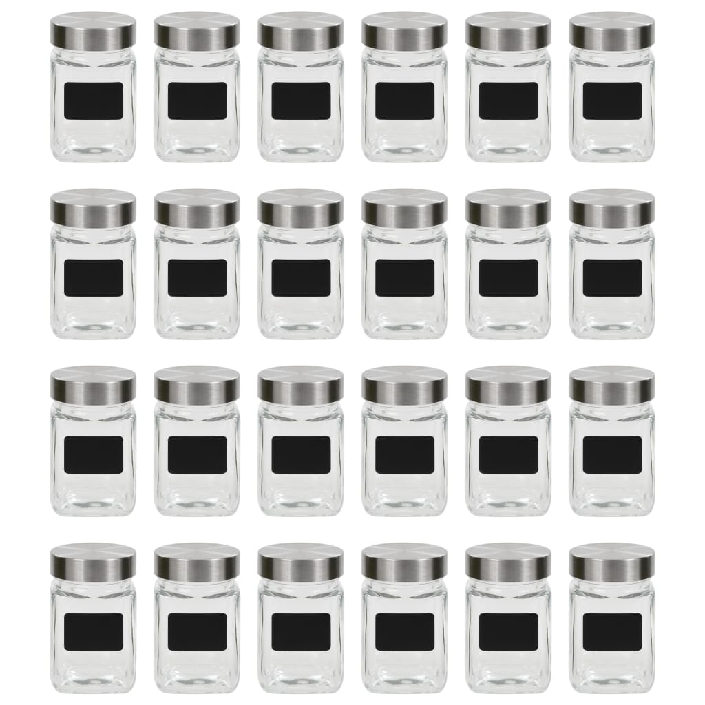 vidaXL Βάζα Αποθήκευσης 24 τεμ. 300 ml με Αυτοκόλλητο