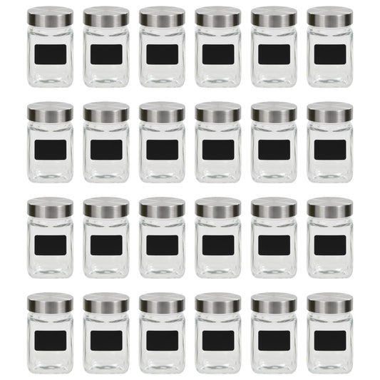 vidaXL Βάζα Αποθήκευσης 24 τεμ. 300 ml με Αυτοκόλλητο