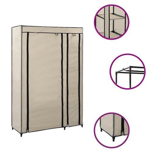 vidaXL Ντουλάπα Αναδιπλούμενη Κρεμ 110 x 45 x 175 εκ. Υφασμάτινη