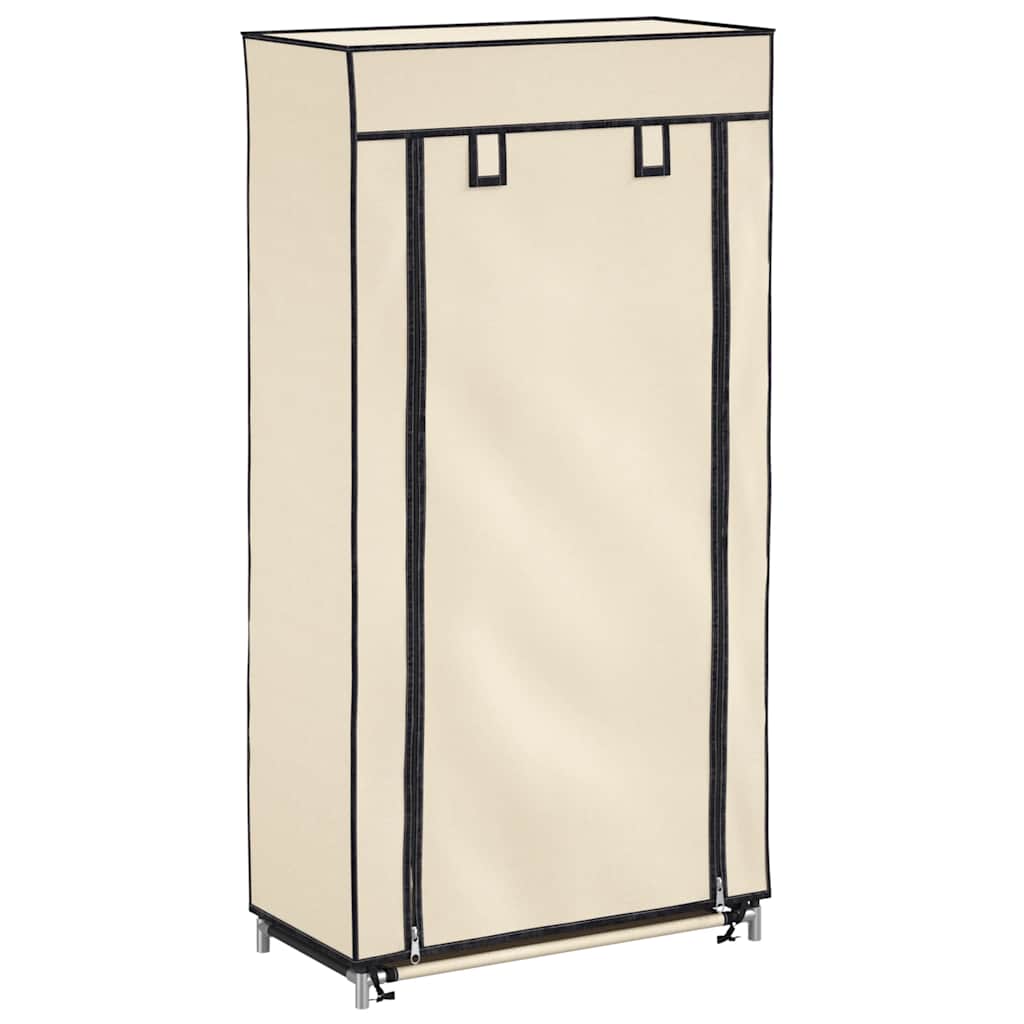 vidaXL Παπουτσοθήκη με Κάλυμμα Κρεμ 58x28x106 εκ. Ύφασμα