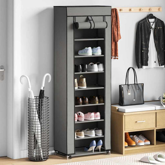 vidaXL Παπουτσοθήκη με Κάλυμμα Γκρι 57 x 29 x 162 εκ. Υφασμάτινη