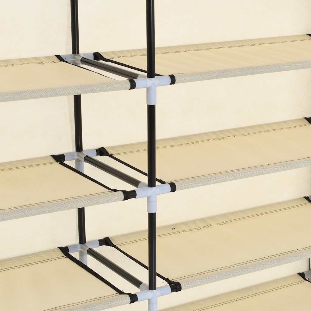 vidaXL Παπουτσοθήκη με Κάλυμμα Κρεμ 115x28x110 εκ. Ύφασμα