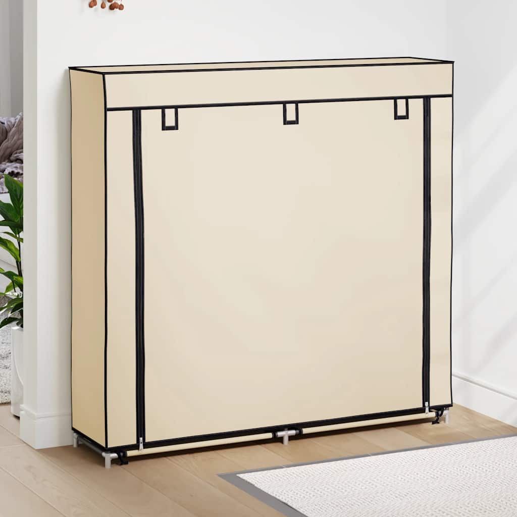 vidaXL Παπουτσοθήκη με Κάλυμμα Κρεμ 115x28x110 εκ. Ύφασμα