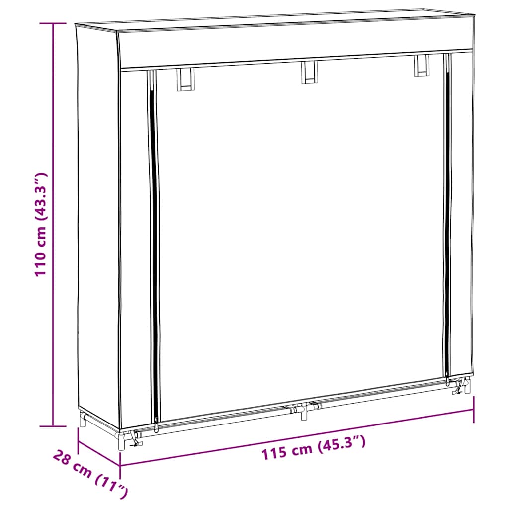 vidaXL Παπουτσοθήκη με Κάλυμμα Γκρι 115x28x110 εκ. Υφασμάτινη