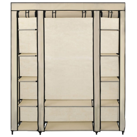 vidaXL Ντουλάπα με Ράφια / Σωλήνες Κρεμ 150x45x176 εκ. Υφασμάτινη