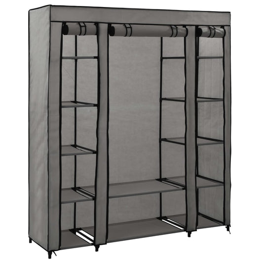 vidaXL Ντουλάπα με Ράφια / Σωλήνες Γκρι 150x45x176 εκ. Υφασμάτινη