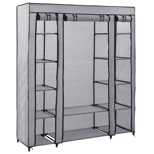 vidaXL Ντουλάπα με Ράφια / Σωλήνες Γκρι 150x45x176 εκ. Υφασμάτινη