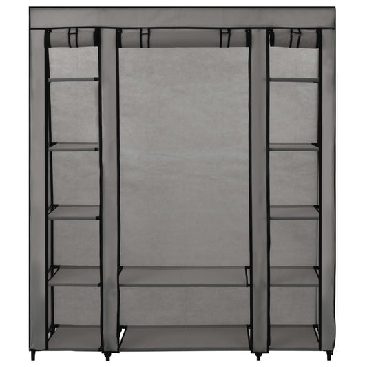 vidaXL Ντουλάπα με Ράφια / Σωλήνες Γκρι 150x45x176 εκ. Υφασμάτινη