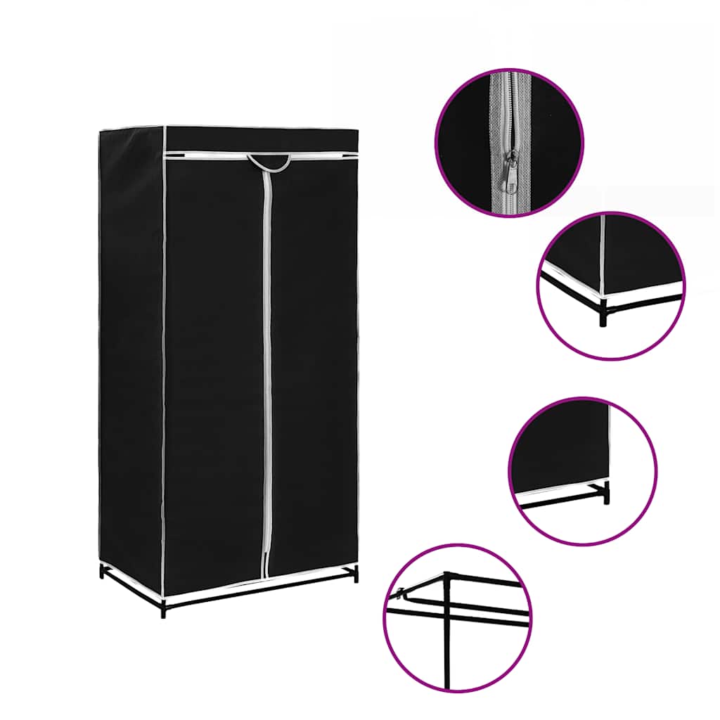 vidaXL Ντουλάπα Μαύρη 75x50x160 εκ.
