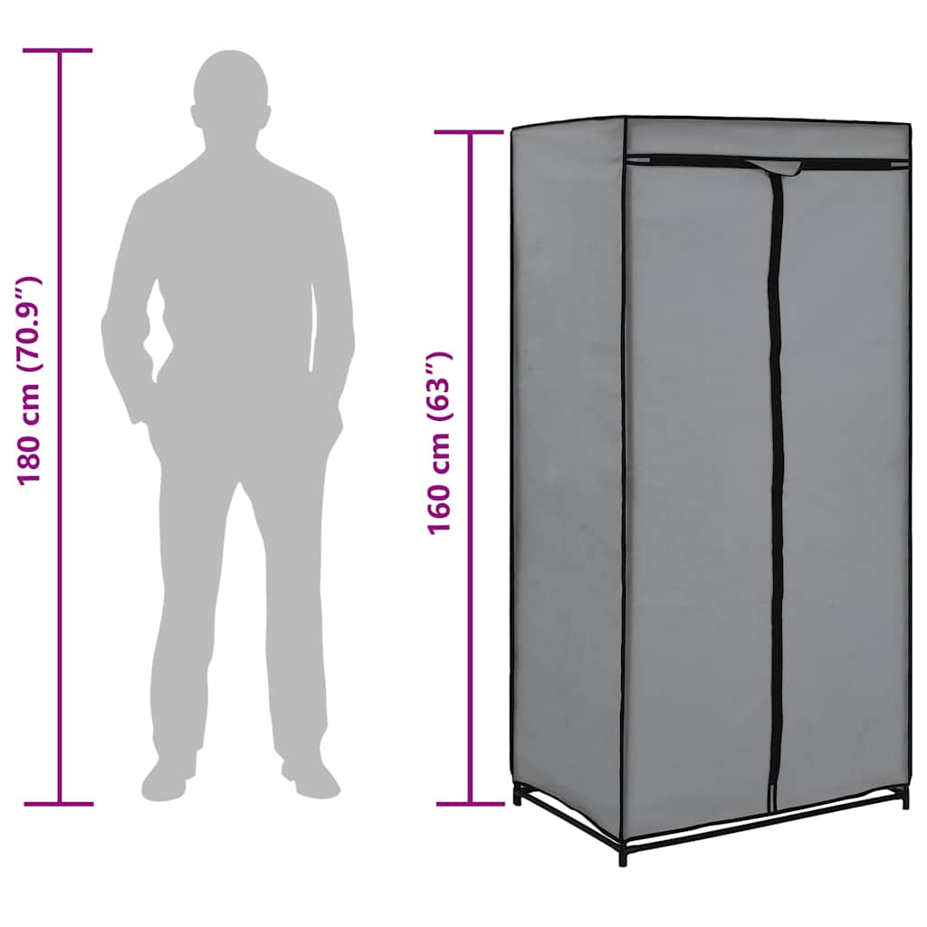 vidaXL Ντουλάπα Γκρι 75x50x160 εκ.