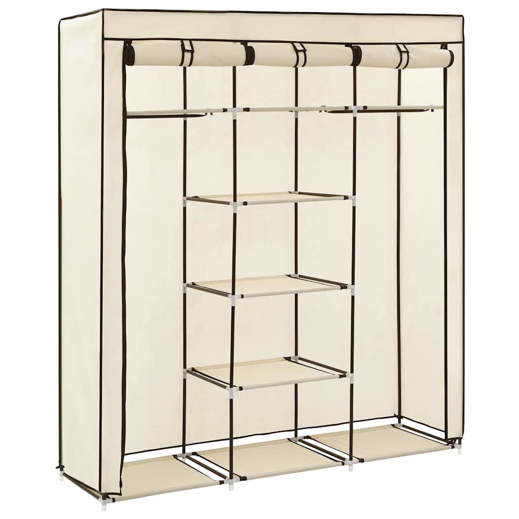 vidaXL Ντουλάπα με Χωρίσματα και Ράβδους, Μπεζ 150x45x175 εκ. από Ύφασμα