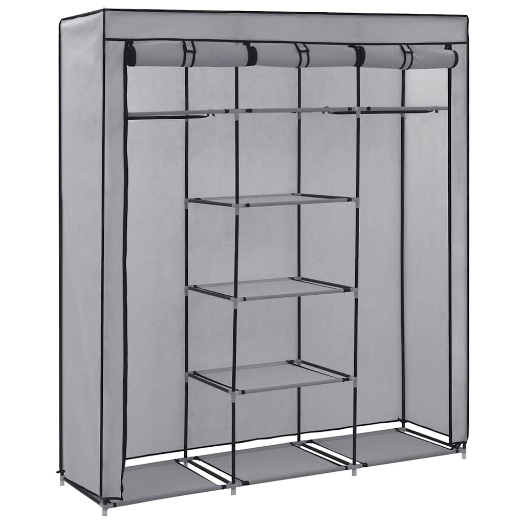 vidaXL Ντουλάπα με Χωρίσματα και Ράβδους Γκρι 150x45x175 εκ. Ύφασμα