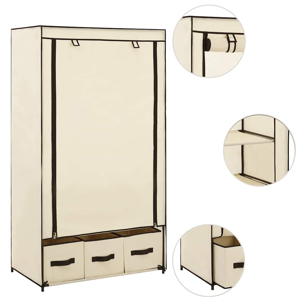 vidaXL Ντουλάπα Κρεμ 87x49x159 εκ. Ύφασμα