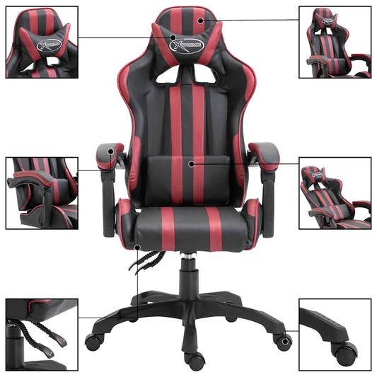 vidaXL Καρέκλα Gaming Μπορντό από Συνθετικό Δέρμα
