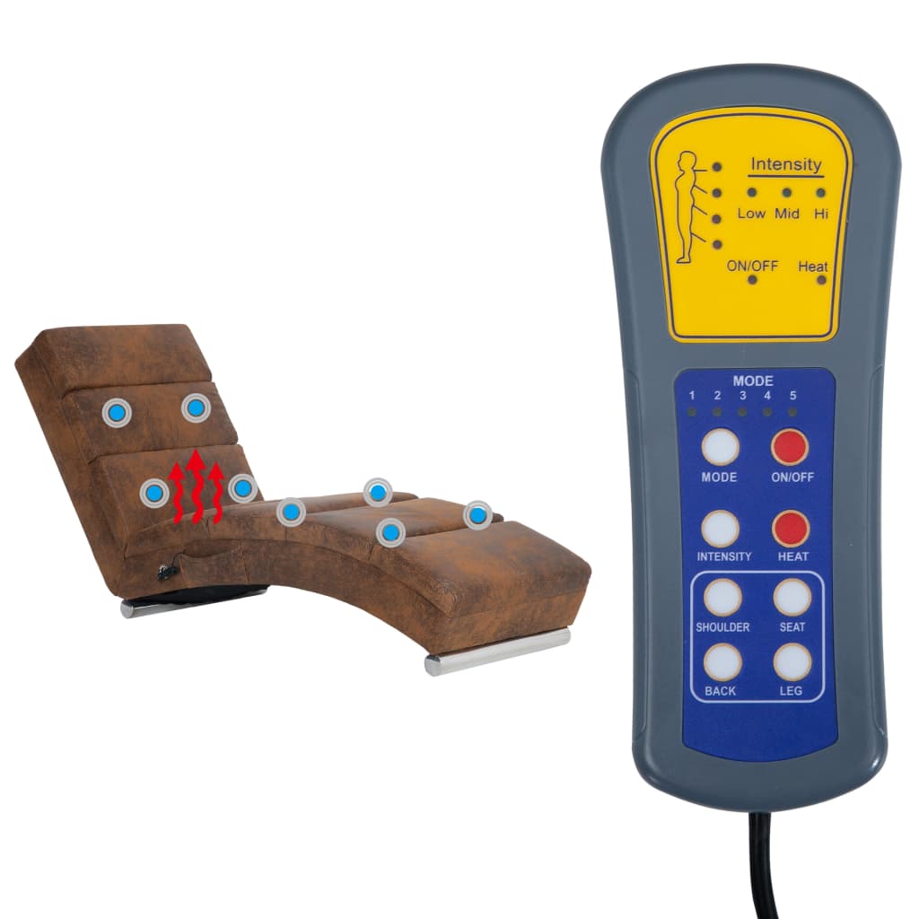 vidaXL Πολυθρόνα/Ανάκλιντρο Μασάζ Καφέ από Συνθετικό Καστόρι