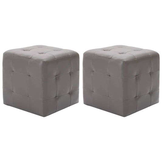 vidaXL Κομοδίνα 2 τεμ. Γκρι 30 x 30 x 30 εκ. από Συνθετικό Δέρμα