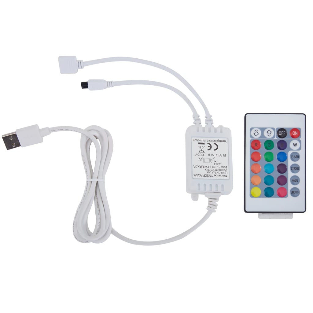vidaXL Πλαίσιο Κρεβατιού με LED Λευκό 180x200 εκ. από Συνθετικό Δέρμα