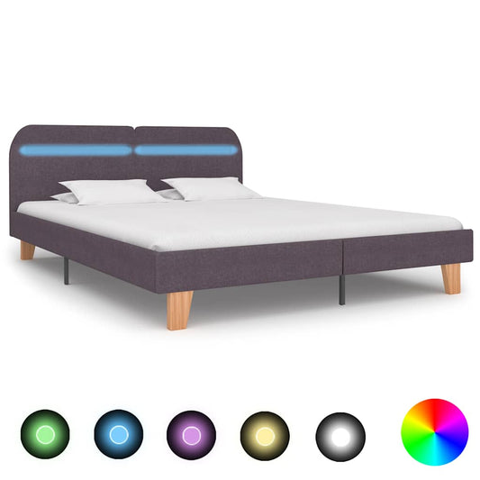 vidaXL Σκελετός Κρεβατιού με LED χωρίς Στρώμα Taupe 150x200 εκ.
