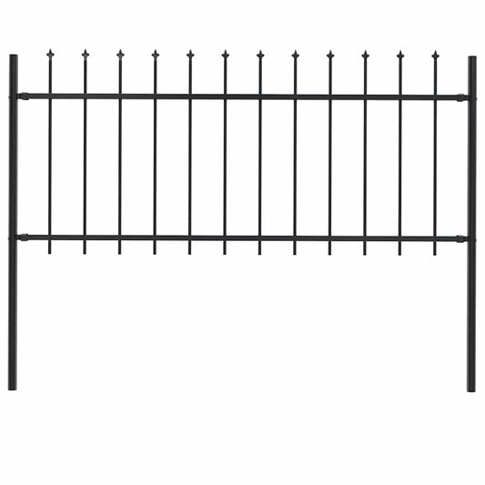 vidaXL Φράχτης Κήπου με Κορυφή Δόρυ Μαύρος Ατσάλινος 181 x 80 εκ.