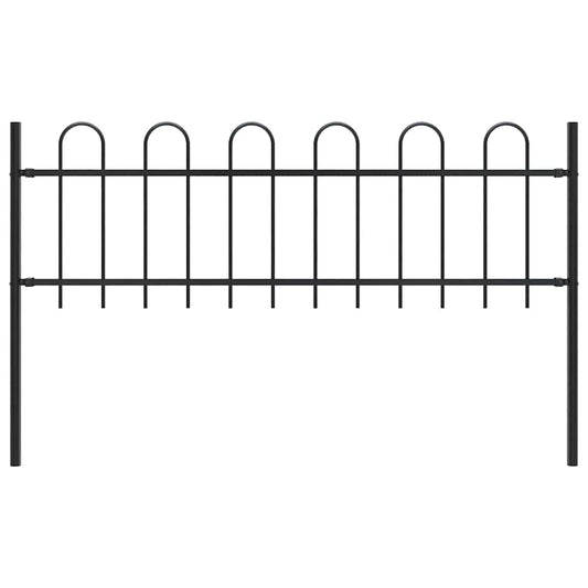 vidaXL Κάγκελα Περίφραξης με Κυκλική Κορυφή Μαύρα 1,8 μ. Ατσάλινα