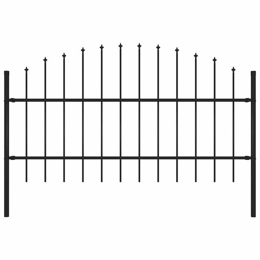 vidaXL Φράχτης Κήπου με Κορυφή Δόρυ από Ατσάλι, Μαύρος 181 x 100 εκ.