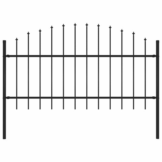 vidaXL Φράχτης Κήπου με Κορυφή Δόρυ από Ατσάλι, Μαύρος 181 x 125 εκ.