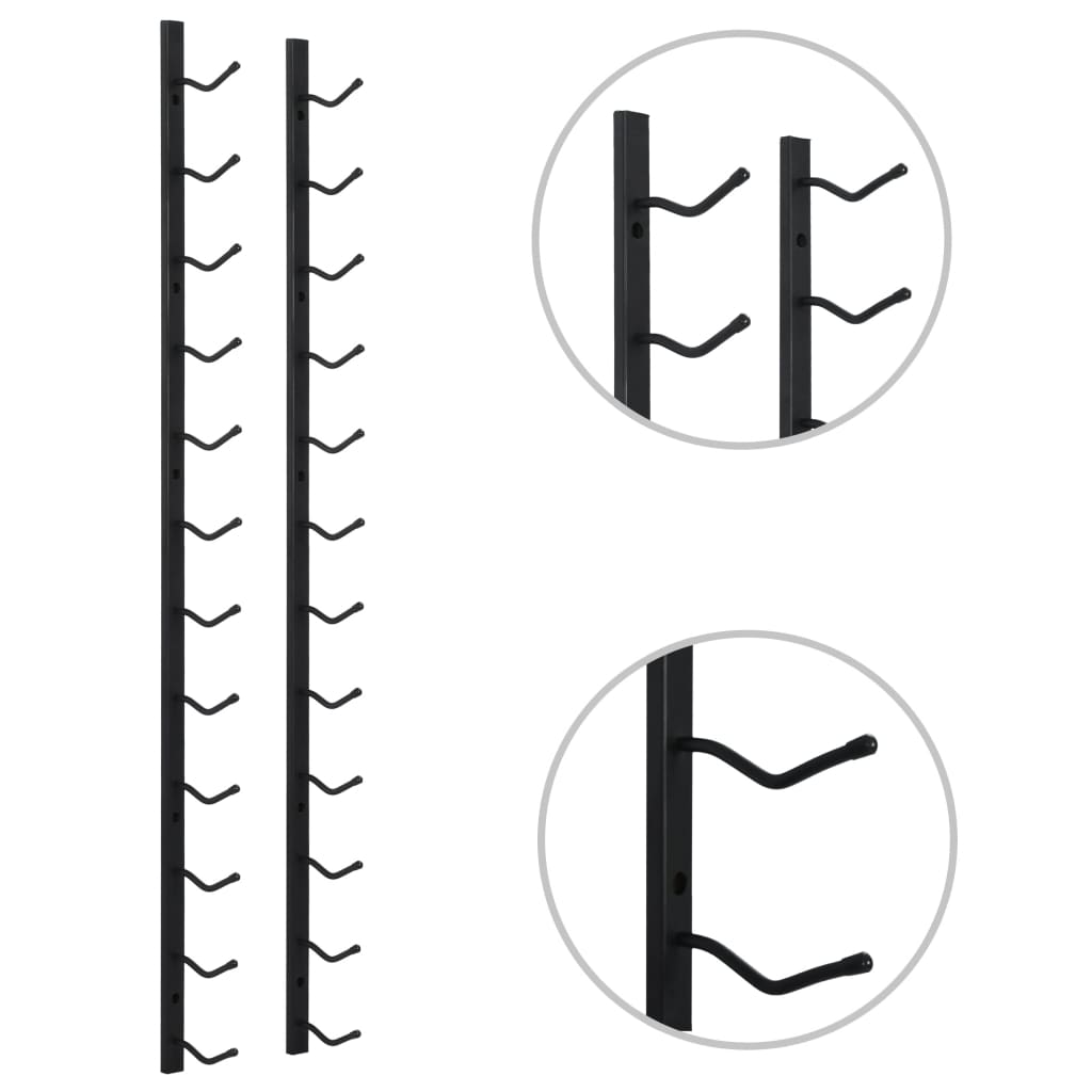 vidaXL Βάση Κρασιών Τοίχου για 12 Φιάλες Μαύρη Σιδερένια