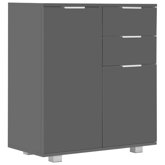 vidaXL Μπουφές Ψηλός Γυαλιστερός Γκρι 71x35x80 εκ. Επεξεργασμένο Ξύλο