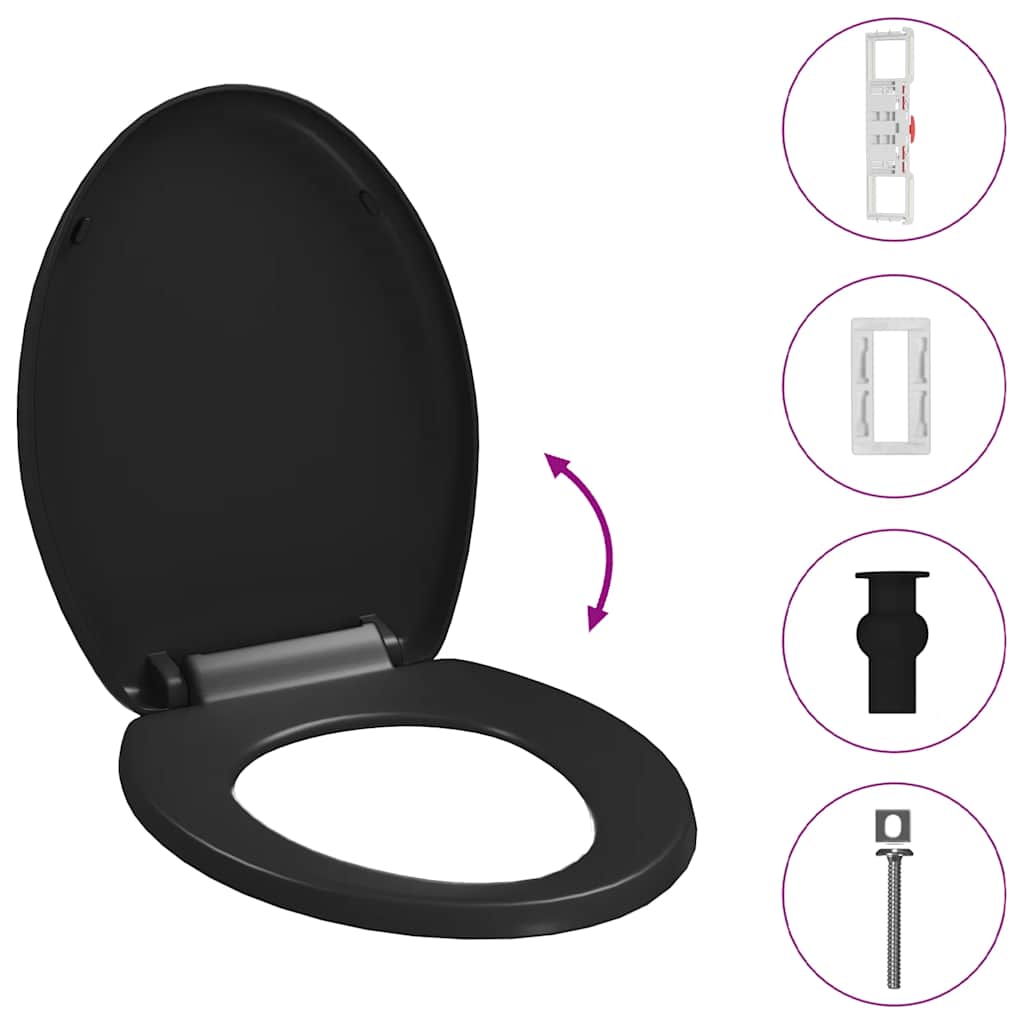 vidaXL Κάλυμμα Λεκάνης με Soft Close & Quick Release Μαύρο