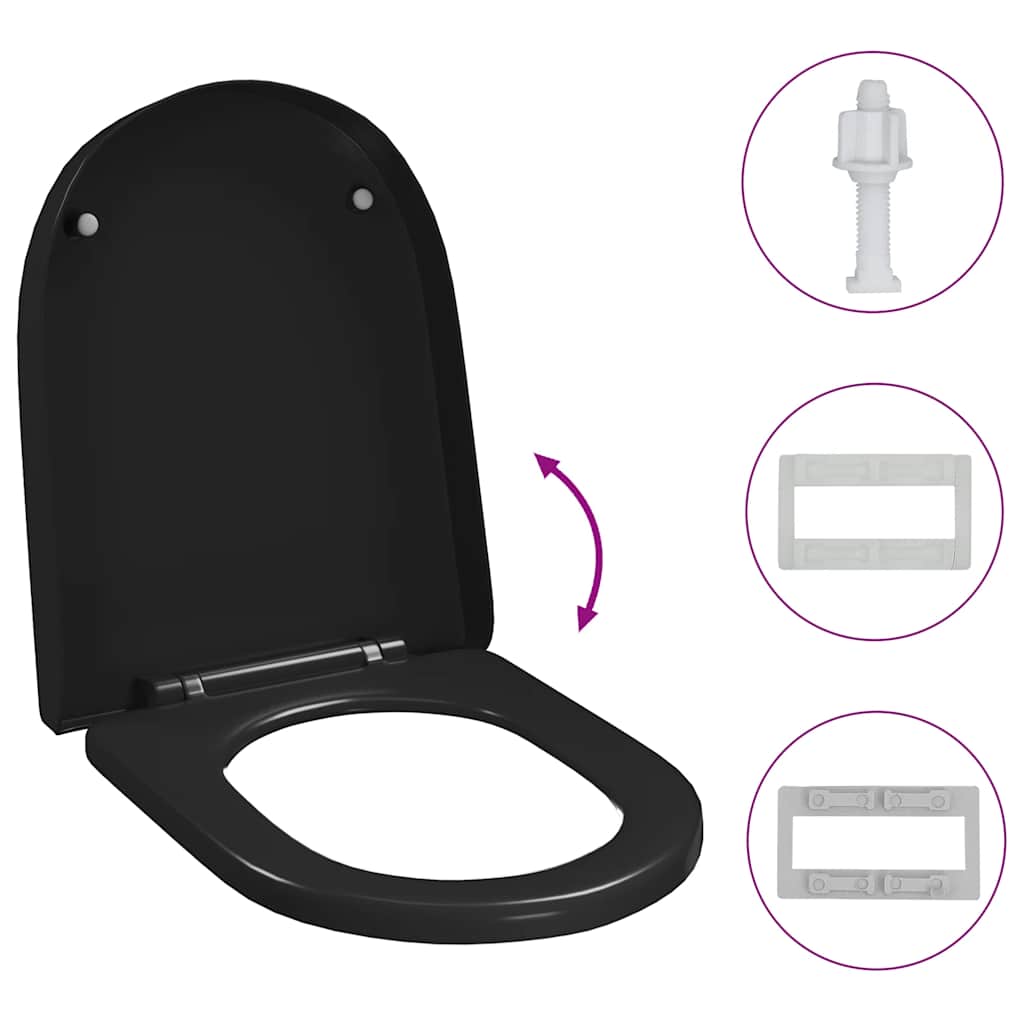 vidaXL Κάλυμμα Λεκάνης με Soft Close & Quick Release Μαύρο