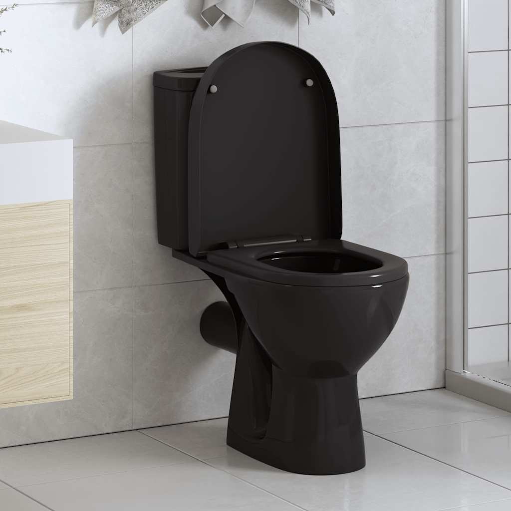 vidaXL Κάλυμμα Λεκάνης με Soft Close & Quick Release Μαύρο