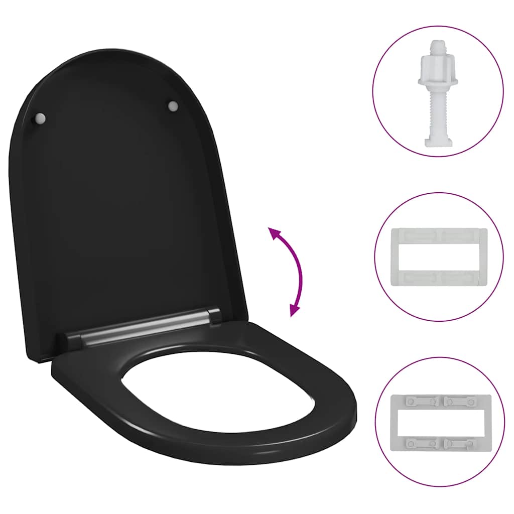vidaXL Κάλυμμα Λεκάνης με Soft Close & Quick Release Μαύρο