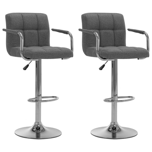 vidaXL Καρέκλες Μπαρ 2 τεμ. Ανοιχτό Γκρι Υφασμάτινες