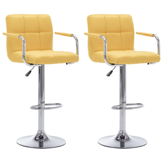 vidaXL Καρέκλες Μπαρ 2 τεμ. Κίτρινες Υφασμάτινες